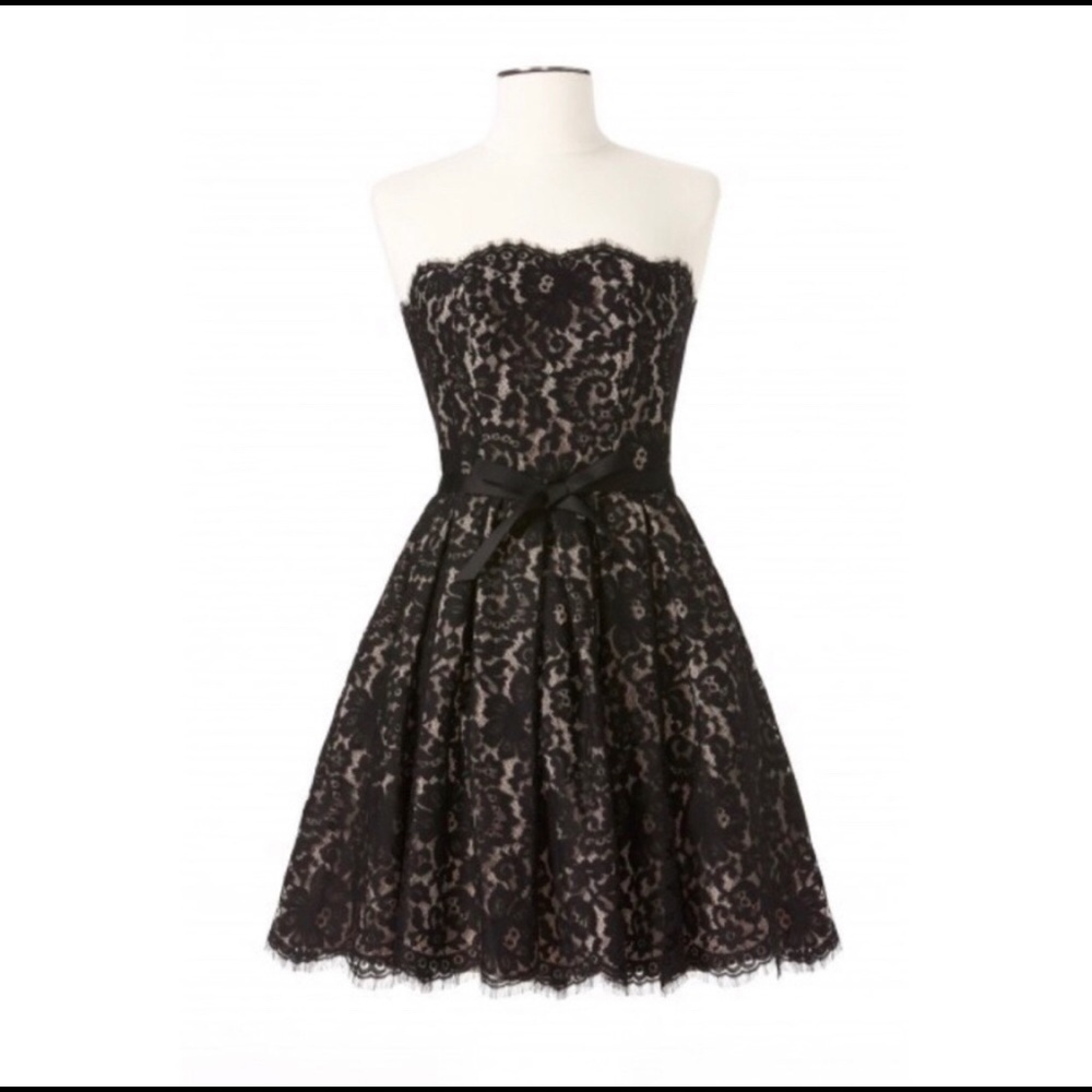 ROBERT RODRIQUEZ Neiman Marcus Strapless Black Lace Cocktail Party Dress